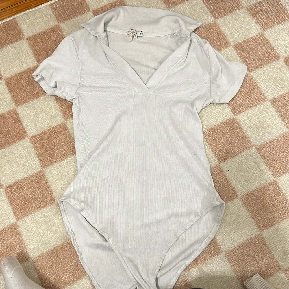 White V-neck bodysuit